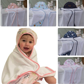 Toalha De Banho Bebê Dupla Face Com Capuz Forrada com Fralda 100% Algodão Presente + Estampas em Oferta na Shopee