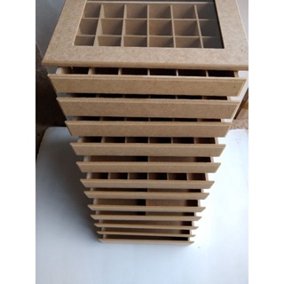 Porta jóias Organizador Bijuterias MDF 12 gavetas com divisórias  com vidro em Oferta na Shopee