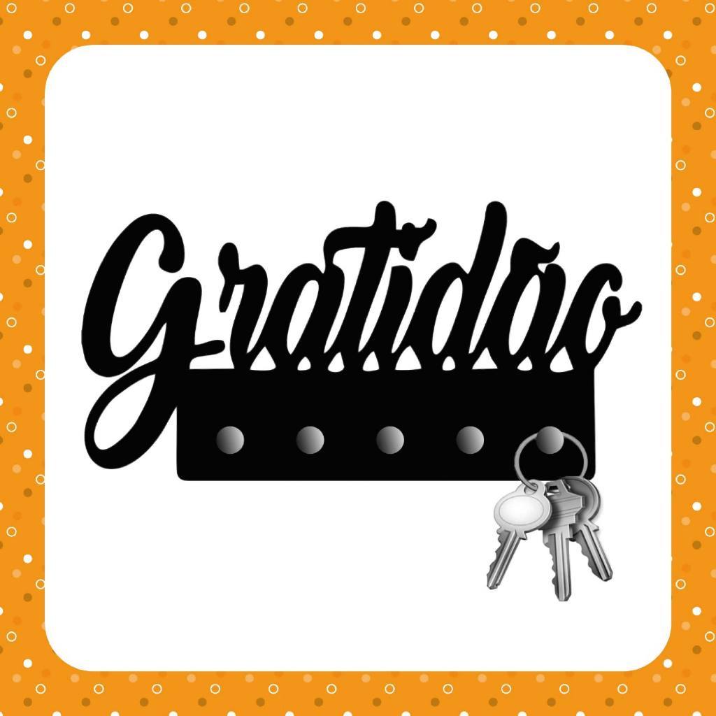 Porta Chaves de Parede Decorativo em MDF 3mm Preto Gratidão Envio Imediato em Oferta na Shopee