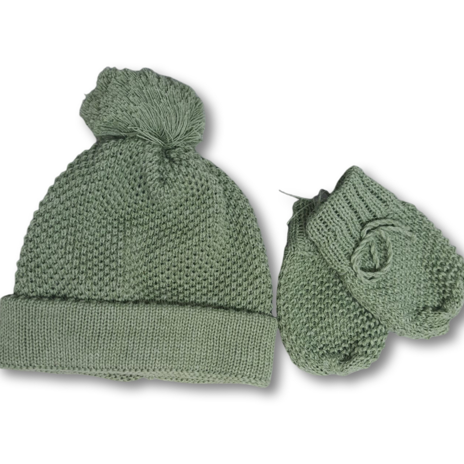 Kit Touca/Gorro Luva Bebê Verde Cidreira Recém Nascido RN até 2 Meses em Tricô em Oferta na Shopee