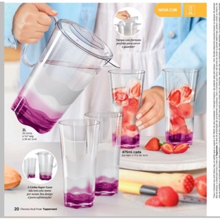 Jarra 2 litros  e Copos 475ml em policarbonato Tupperware em Oferta na Shopee