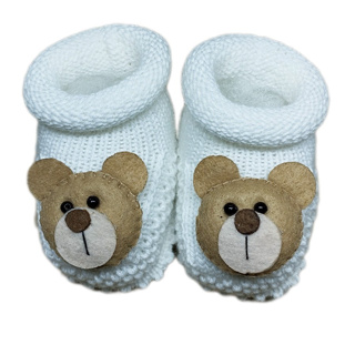 Sapatinho/Botinha Recém Nascido RN até 2 Meses em Tricô de Linha (Bebê) (ursinho marrom menino) em Oferta na Shopee