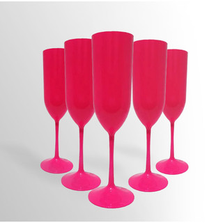 Kit 10 Taças De Champanhe Espumante Acrílico Rosa Pink