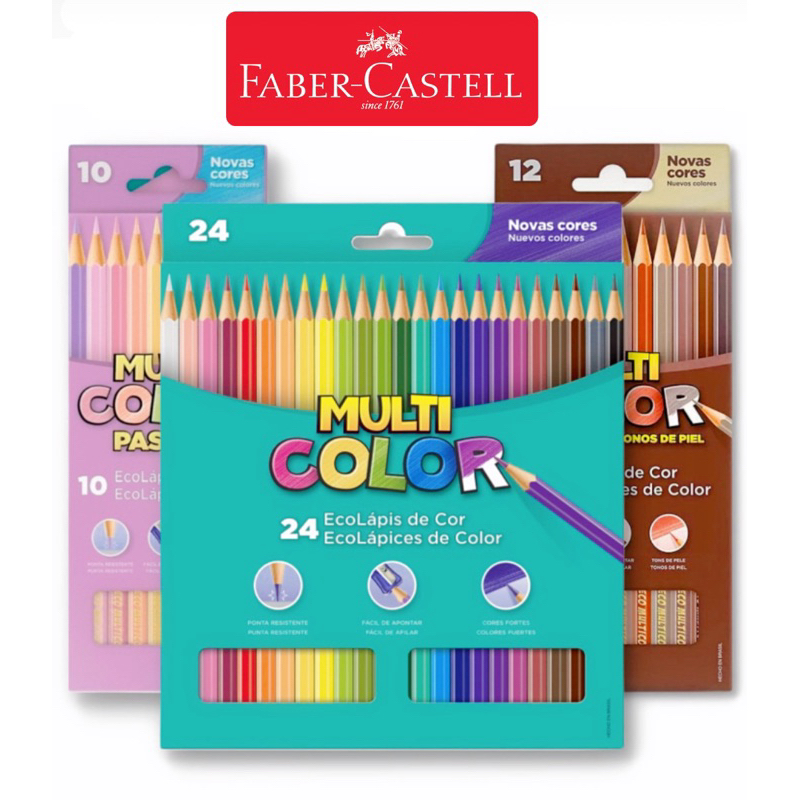 Kit 46 Cores Lápis De Cor Multicolor 24 + 12 Tons De Pele + 10 Tons Pasteis (Faber-Castell)