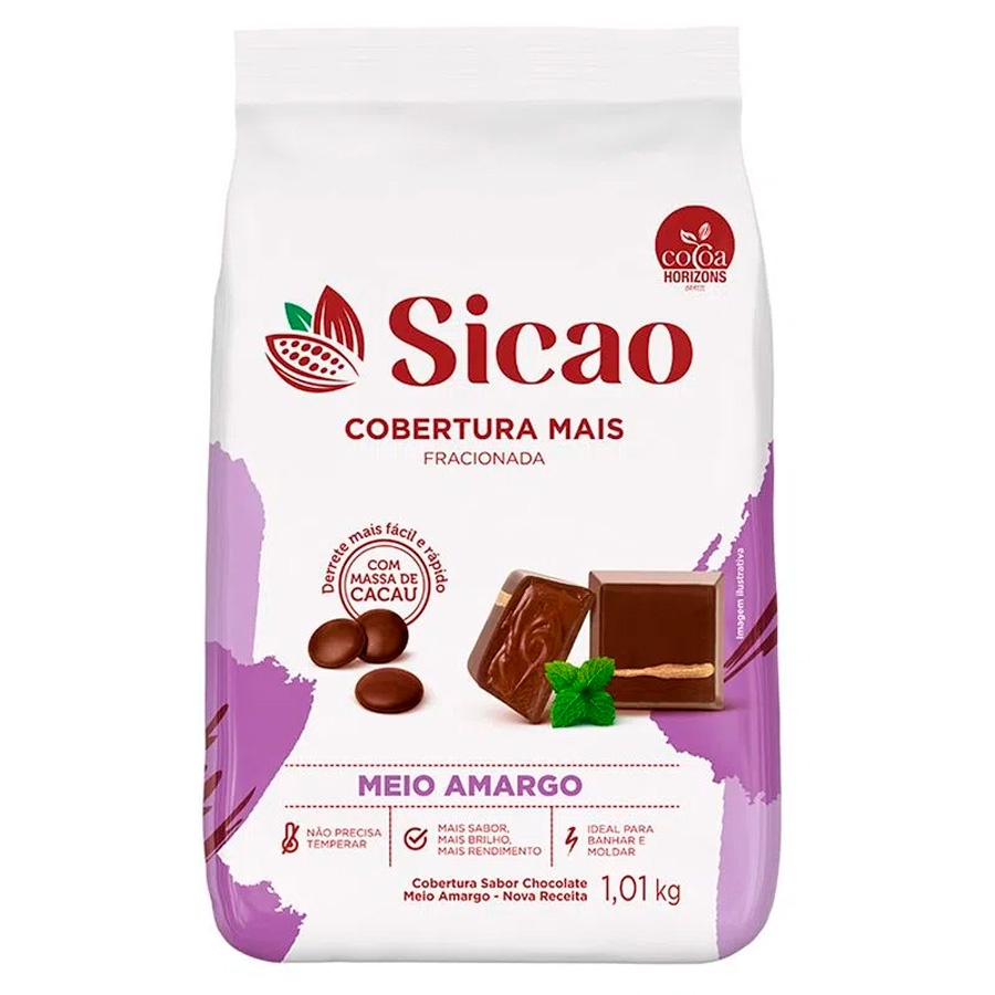 Cobertura Mais Meio Amargo  - Gotas - 1,01 kg  - 1 unidade - Sicao - Rizzo - Food & Beverages