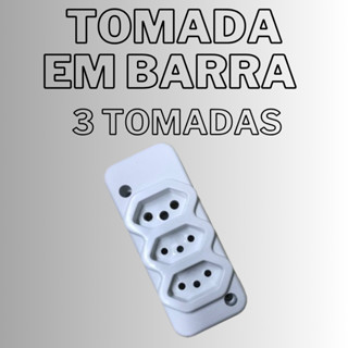 TOMADA EM BARRA - 3 TOMADAS - PADRÃO NOVO