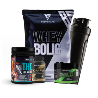 Kit Whey Bolic 1Kg + Bcaa + Pré Treino + Creatina 150g + Coqueteleira