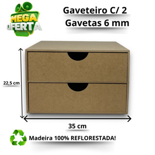 Gaveteiro C/ 2 Gavetas Mdf Organizador Multiuso