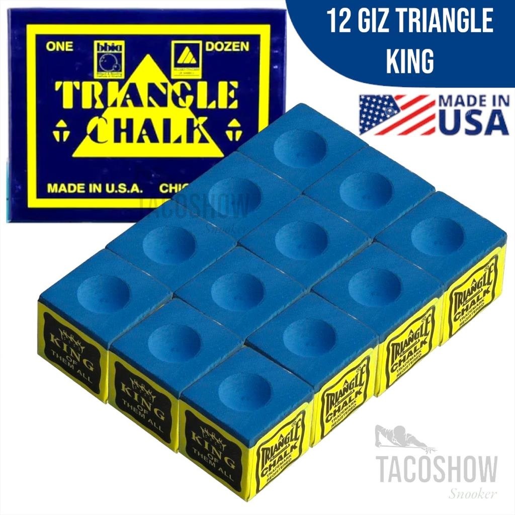 Giz De Sinuca Bilhar Triangle Azul King Chalk Importado EUA Original Profissional com 12, 9, 6 e 3 Gizes Snooker