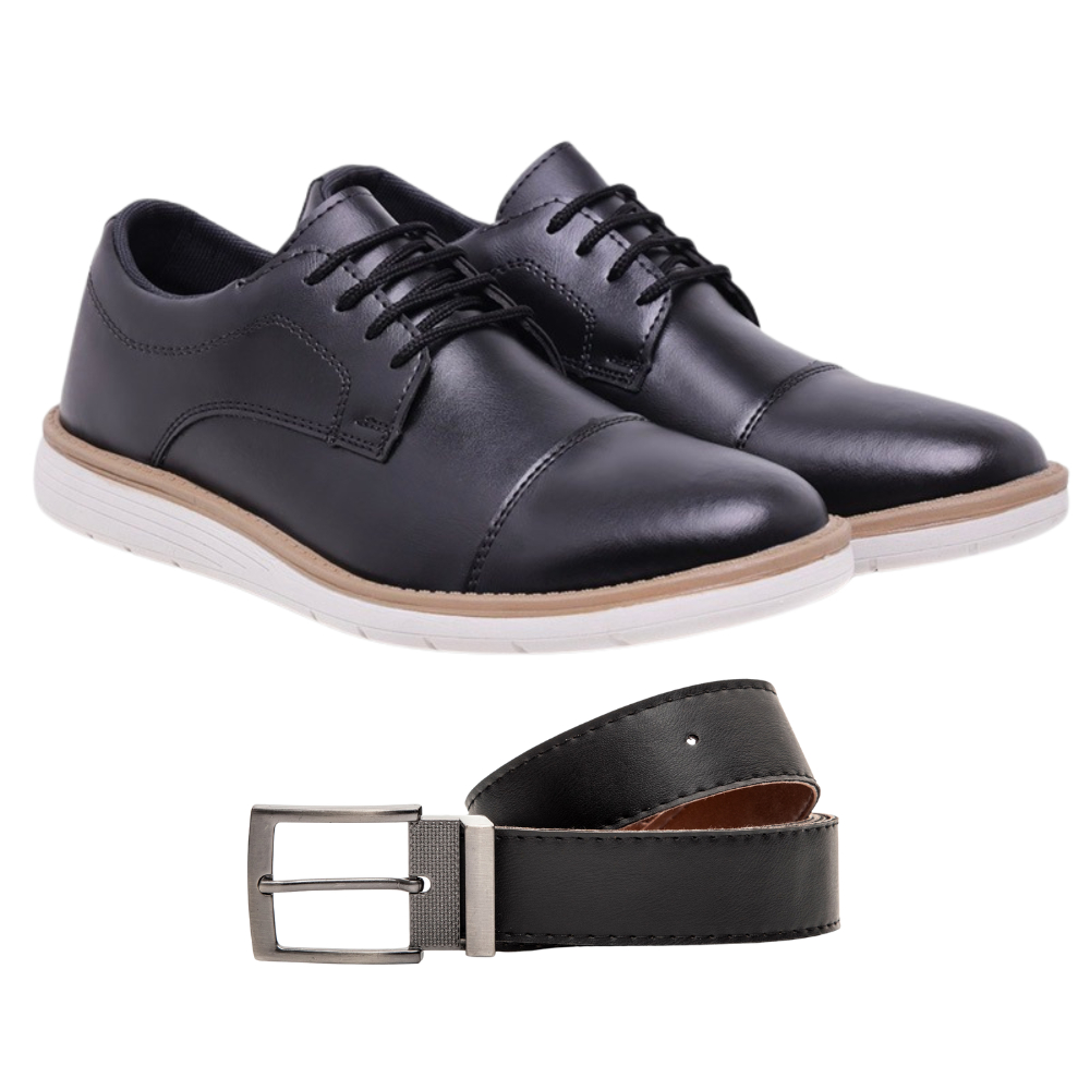Tênis Masculino Sapato Oxford Sport Fino Moderno Kit 2 Pares + Cinto Brinde Exclusivo