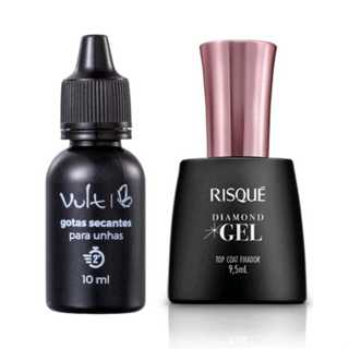Kit Gotas Secantes para Unhas Vult 15ml + Top Coat Diamond Gel Risque