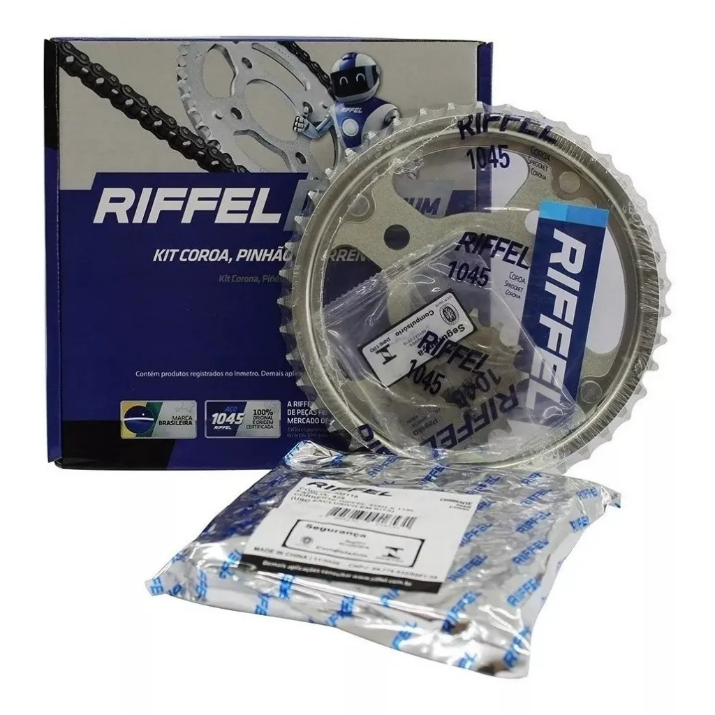Kit Relação Transmissão Tração Honda Titan Cg Fan 150 KS ES MIX ORIGINAL RIFFEL 2004 2005 2006 2006 2008 2009 2010 2011 em Oferta na Shopee