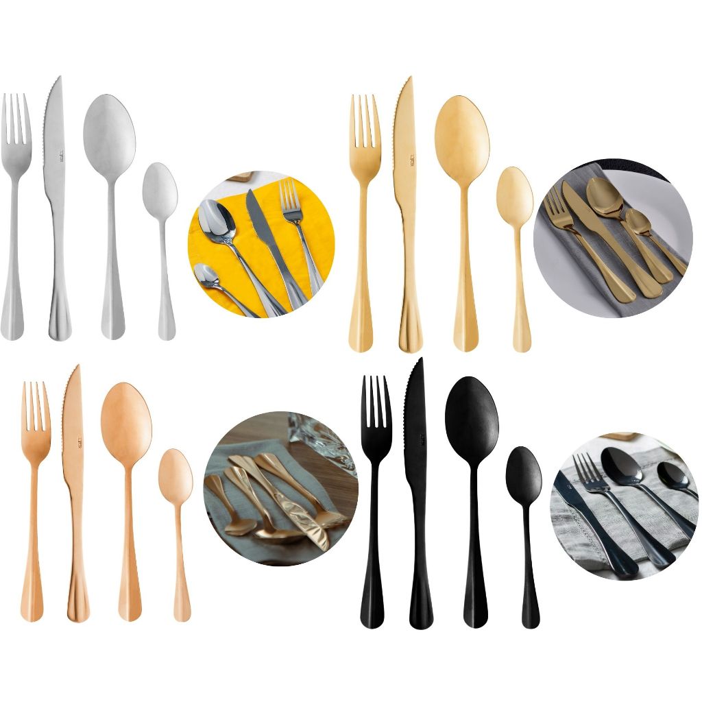 Faqueiro Jogo De Talher 24 Pcs Inox Varias Cores Colher Garfo Faca Churrasco Presente Casamento Sobremesa Jantar Almoço