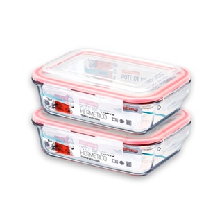 Conjunto 2 Potes Vidro Hermético Mantimentos Marmita 1050ml em Oferta na Shopee