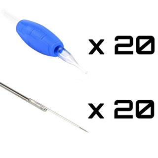 Kit Tatuagem Traço ou Pintura 20 Biqueiras + 20 Agu Tattoo