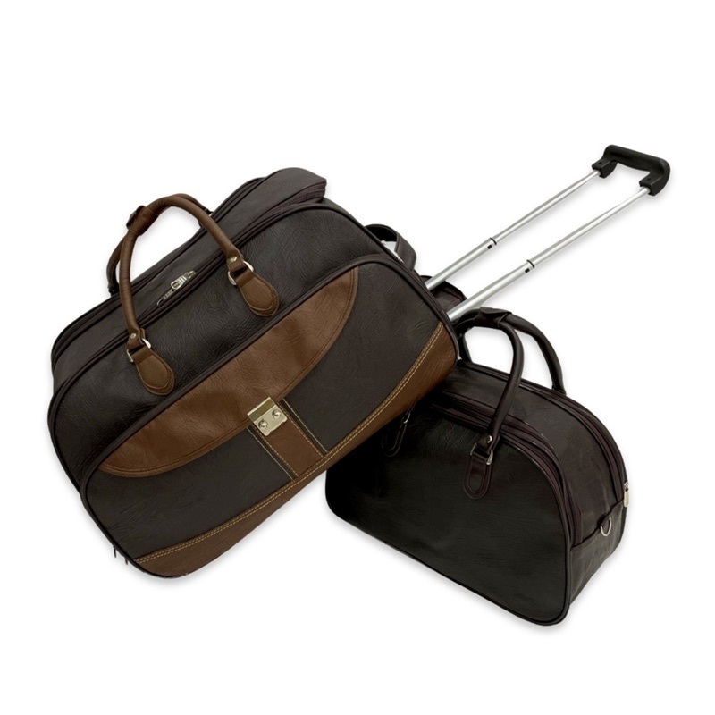 Kit Conjunto Mala Viagem + Bolsa Viagem em Couro Sintético