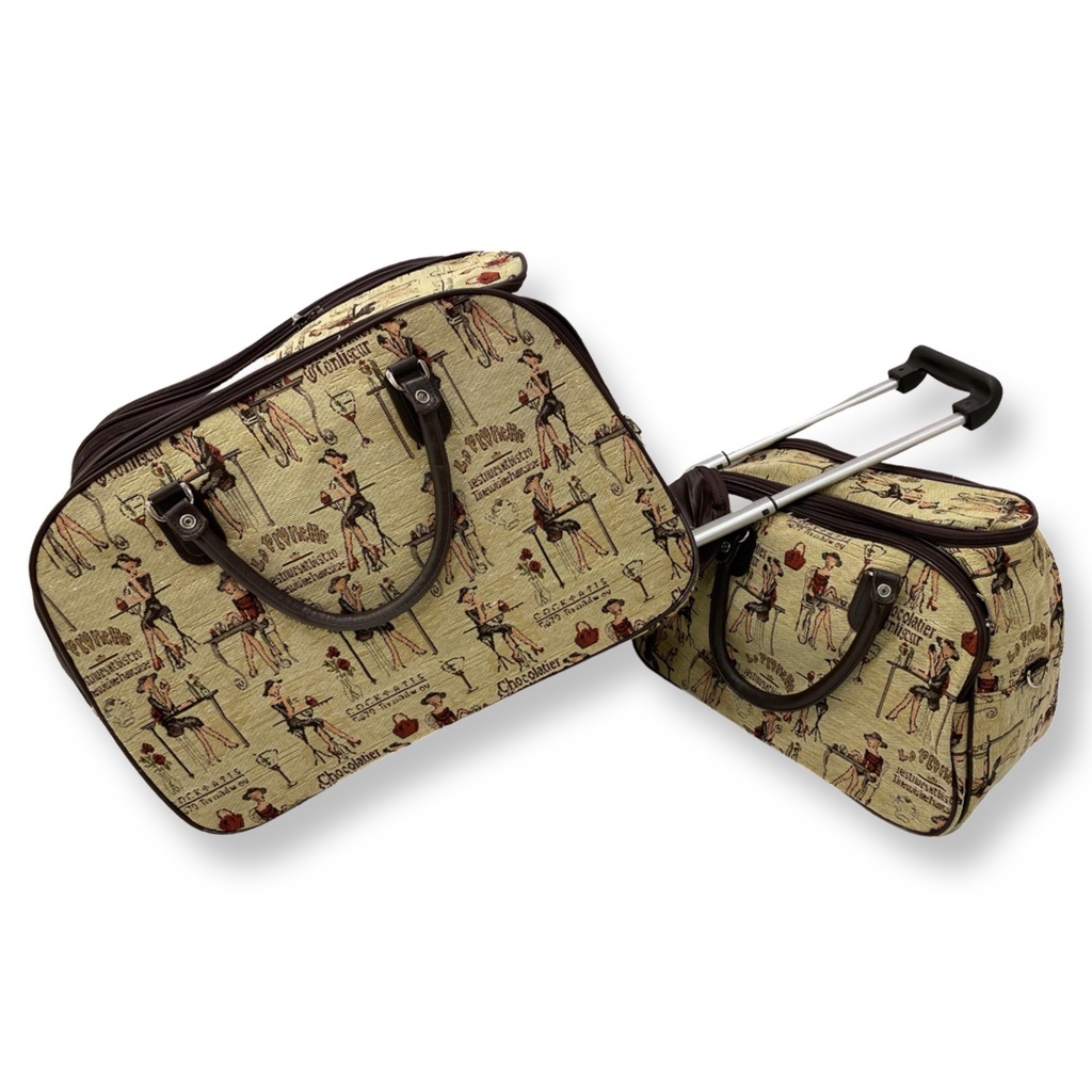 Kit Conjunto Mala Viagem + Bolsa Viagem em Tecido