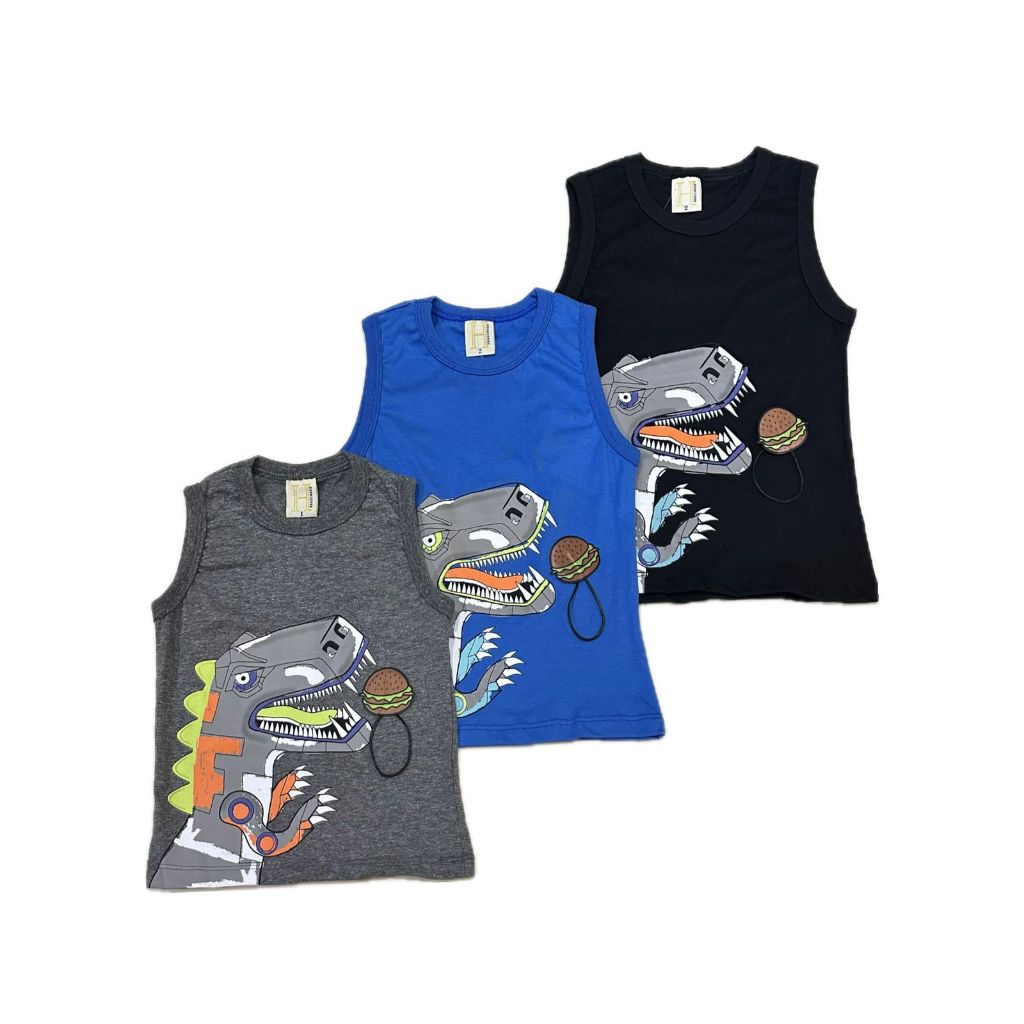 Regata Infantil Meninos Estampada de Dinossauro Hrradinhos