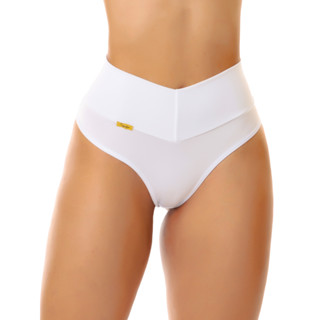 Kit 10 Calcinha Cinta Modeladora Cós Alto Fio Dental Duplo Cintura Alta Tanga Conforto Lin...