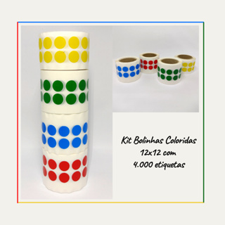 Etiqueta Adesiva Redonda 12mm Kit C/4000 Bolinhas Coloridas em Oferta na Shopee