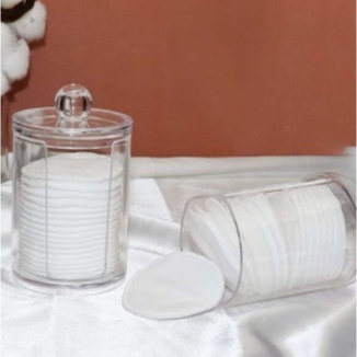 1 UNI- Porta Disco De Algodão Acrílico Com Tampa E Abertura Maquiagem Multiuso Universal