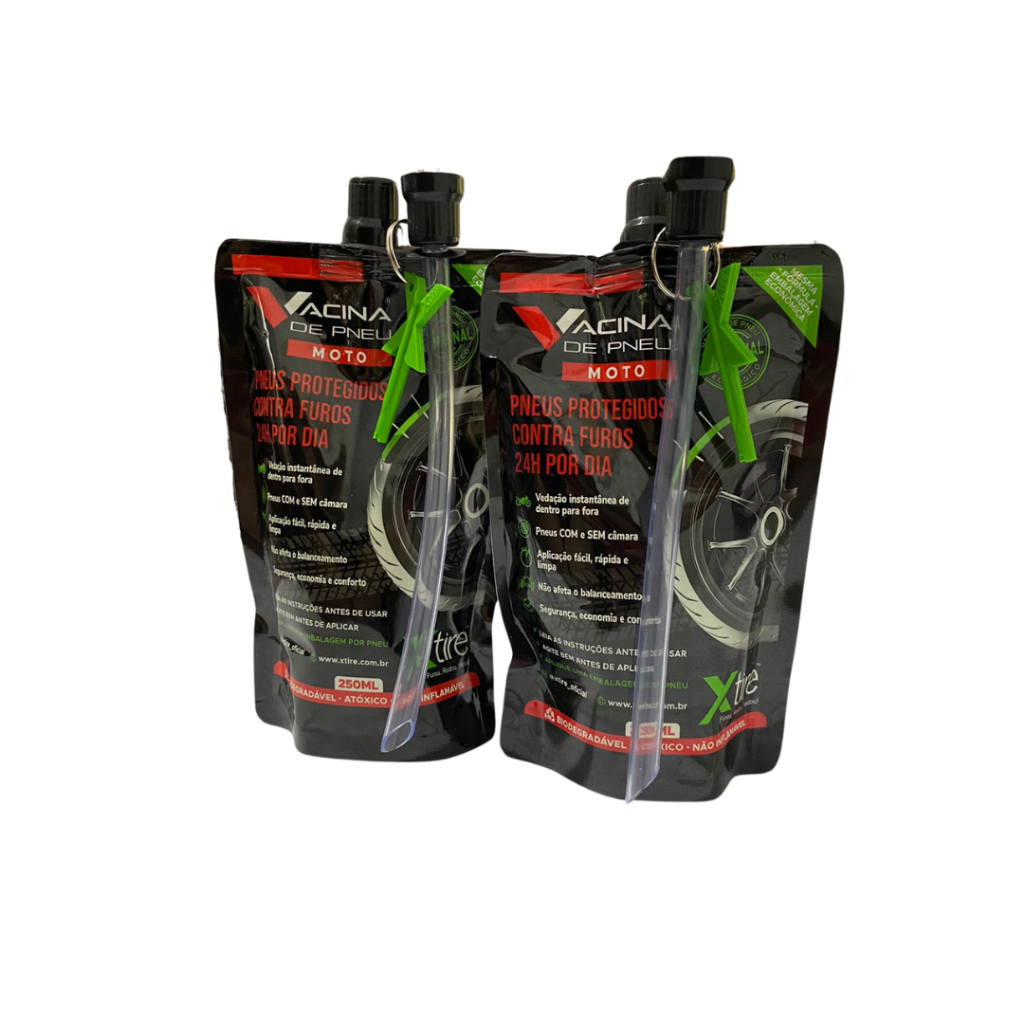 VACINA DE PNEU PARA MOTOCICLETA 250ML XTIRE- KIT 2 FRASCOS