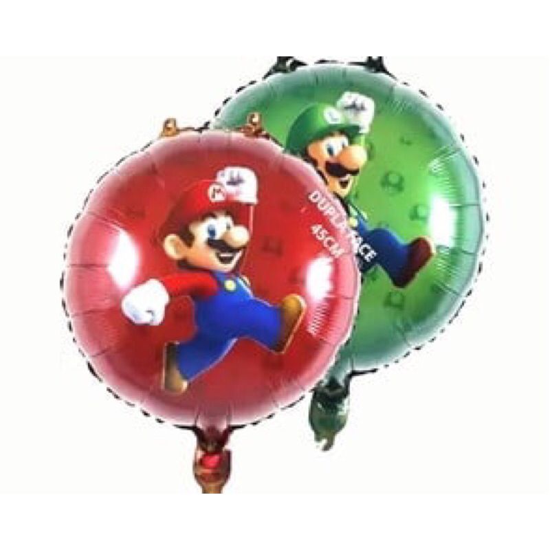 20 Balão Metalizado Mario e Luid 45cm redondo