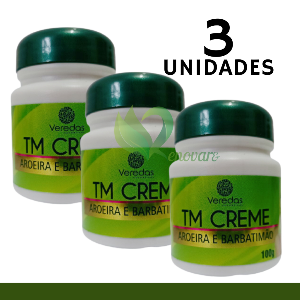 3x TM Creme Tira Mancha / Seca espinhas Hidratante com Aroeira e Barbatimão