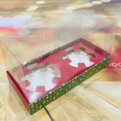 10 Caixa para 2 Mini Panetones com Tampa de Acetato COD 1543 (JANGO NATAL 2023)