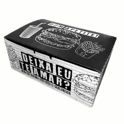 Caixa Combo Estampada Preta Embalagem Delivery hamburguer e fritas - 100 Und. em Oferta na Shopee