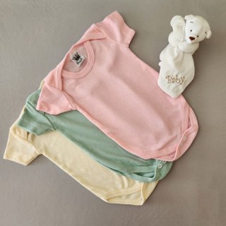 Kit 3 Body Bebê Manga Curta Caneladinho Roupas para Bebê Enxoval