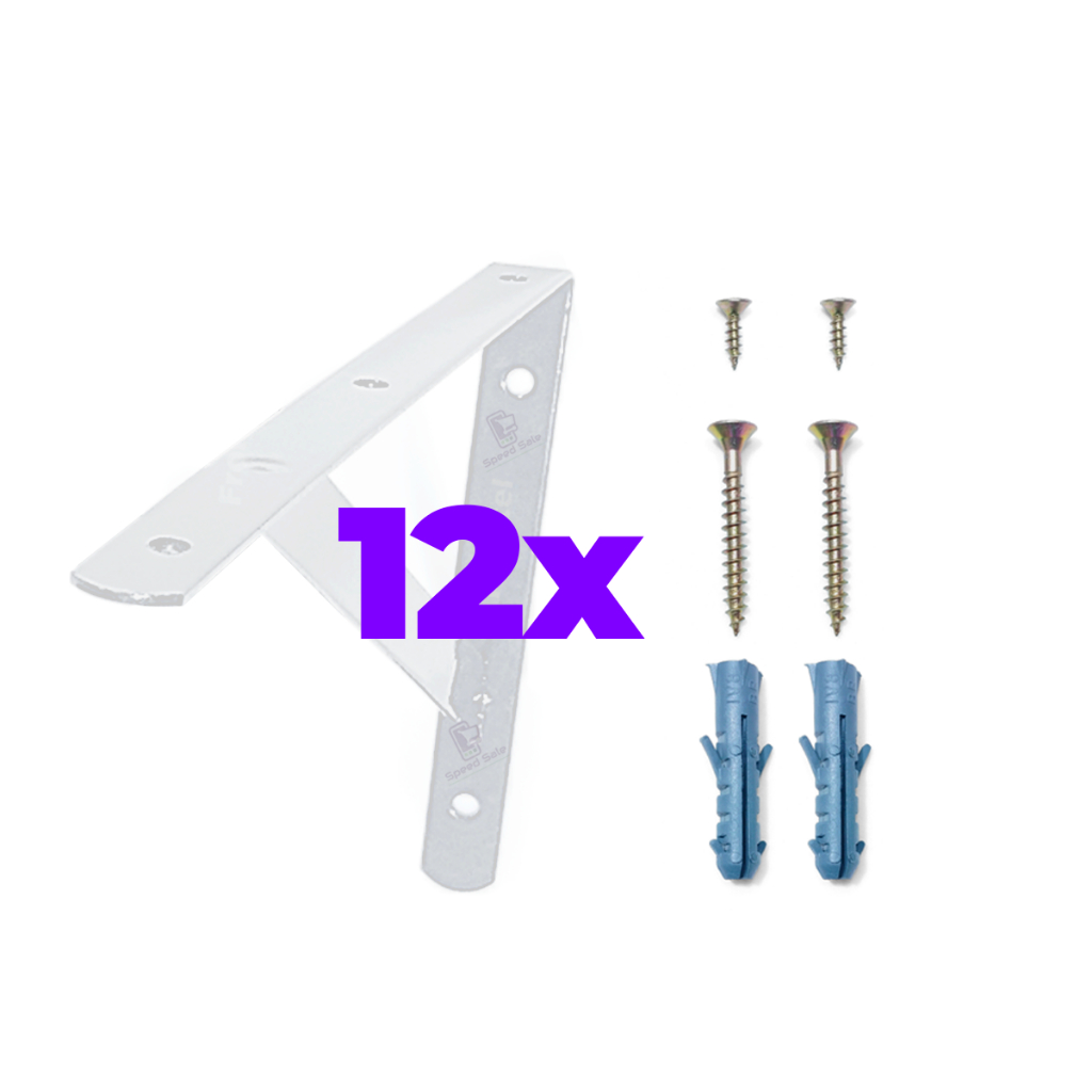 12x Mãos Francesas 30cm Acompanha Kit De Parafuso E Bucha Preta Suporte prateleira industrial preta branca metalico