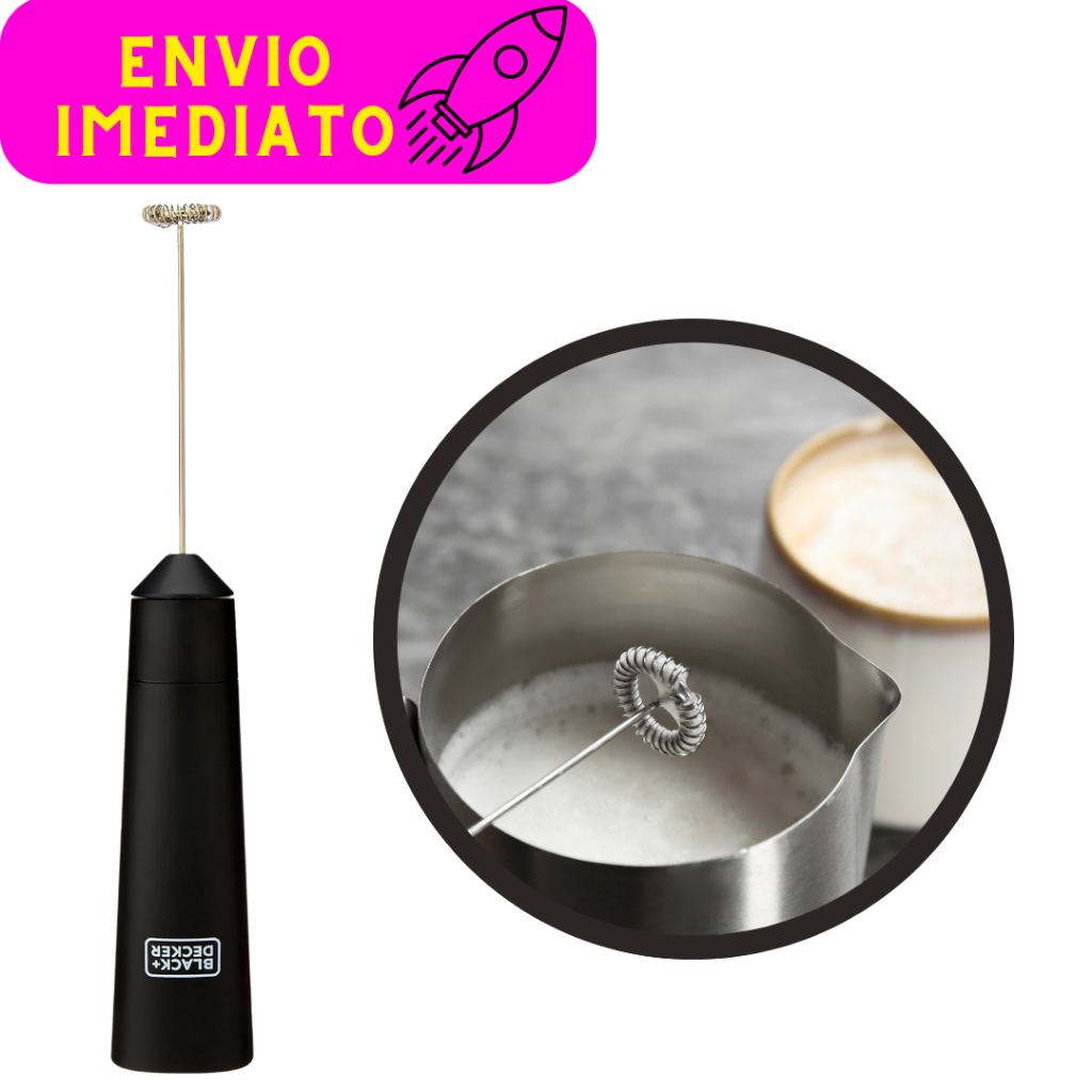 Mini Mixer Misturador para Bebidas em Inox e Plastico Preto Portátil Elétrico a Pilha