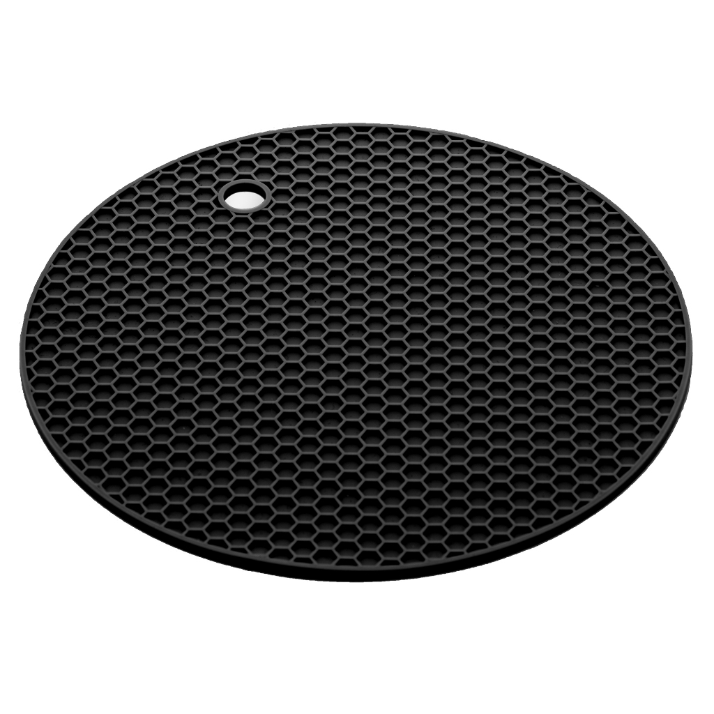 Descansos de Panela Redondo de Silicone Preto 18cm - Lyor