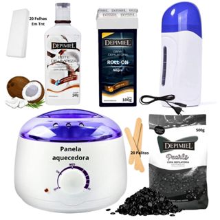 Kit Preto Depilaçao Cera Negra Depimiel Panela Elétrica COMPLETO N 12