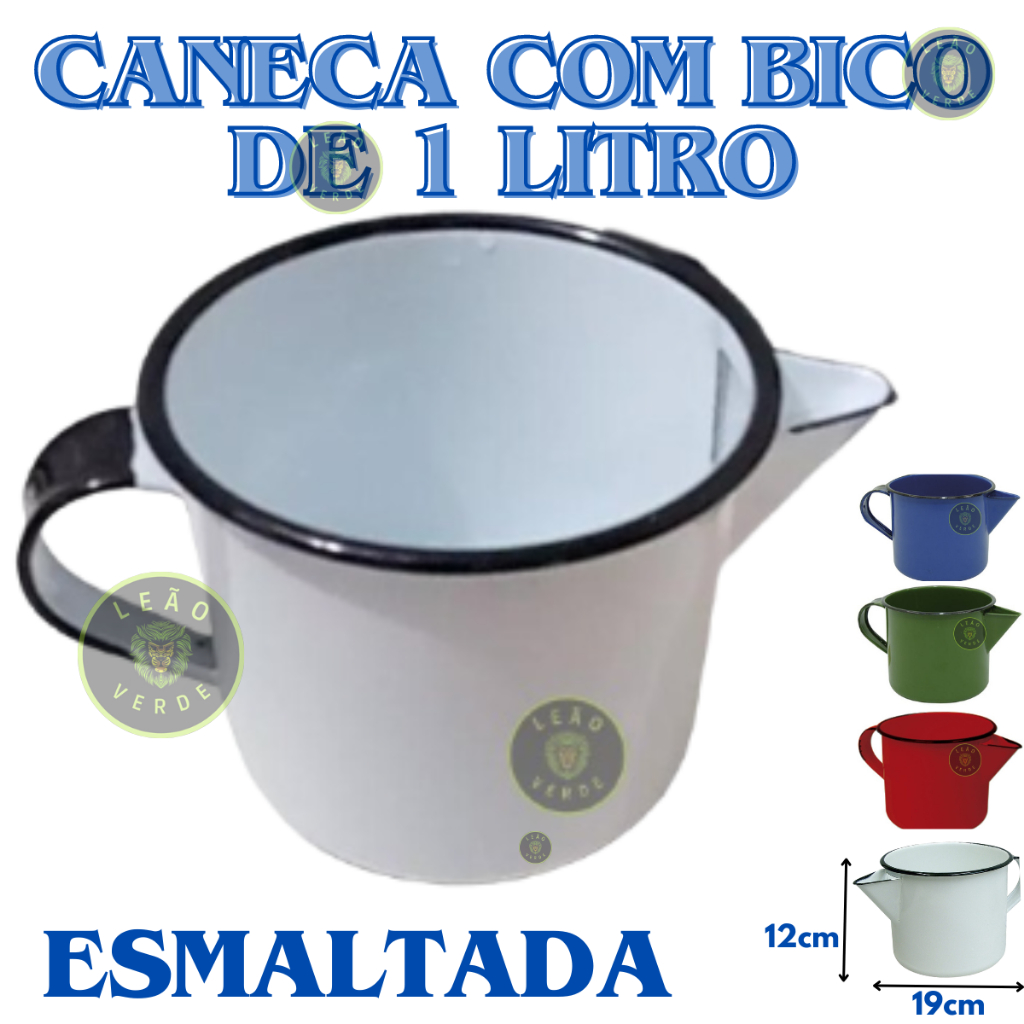 Caneca Esmaltada de 1 Litro com Bico e Alça Caneca Fervedor Retro em Oferta na Shopee