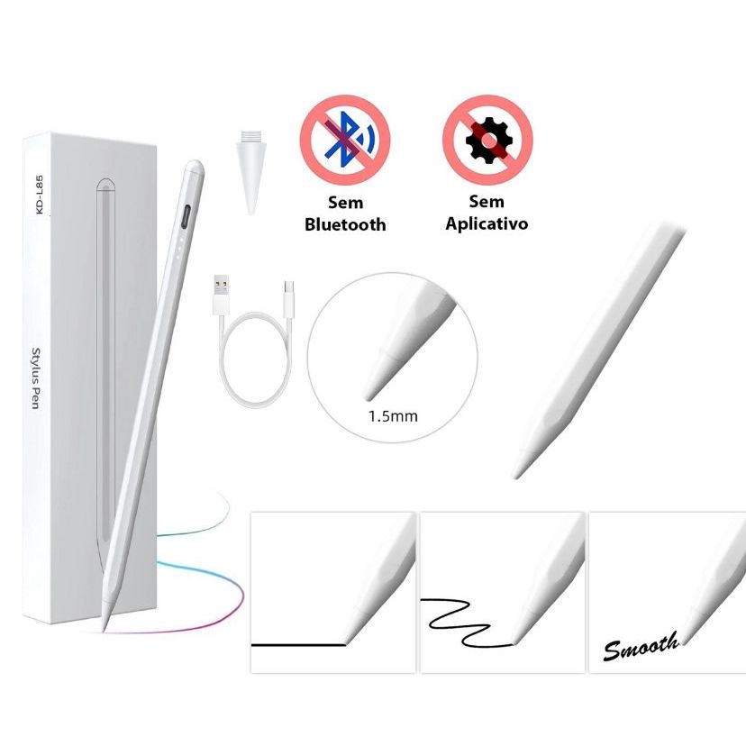 Caneta Touch Screen Ponta Fina Desenho iPhone Android Alta Precisão Universal Design Grafico Tarefas Diaárias Tecnologia em Oferta na Shopee