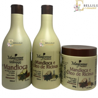 Kit Mandioca e Óleo de Ricinus 500ML Shampoo Condicionador Máscara 3 Produtos- ENVIO IMEDIATO em Oferta na Shopee