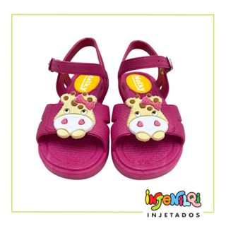 Sandália infantil menina Pink/Girafa. Leve e anti-derrapante. Injenilqi injetados.