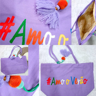 Bolsa De Praia Grande Tecido Forrado Alça De tecido Com Zíper Verão Moda Praiana Moderna Fashion Espaçosa NÃO ACOMPANHA CHAPÉU