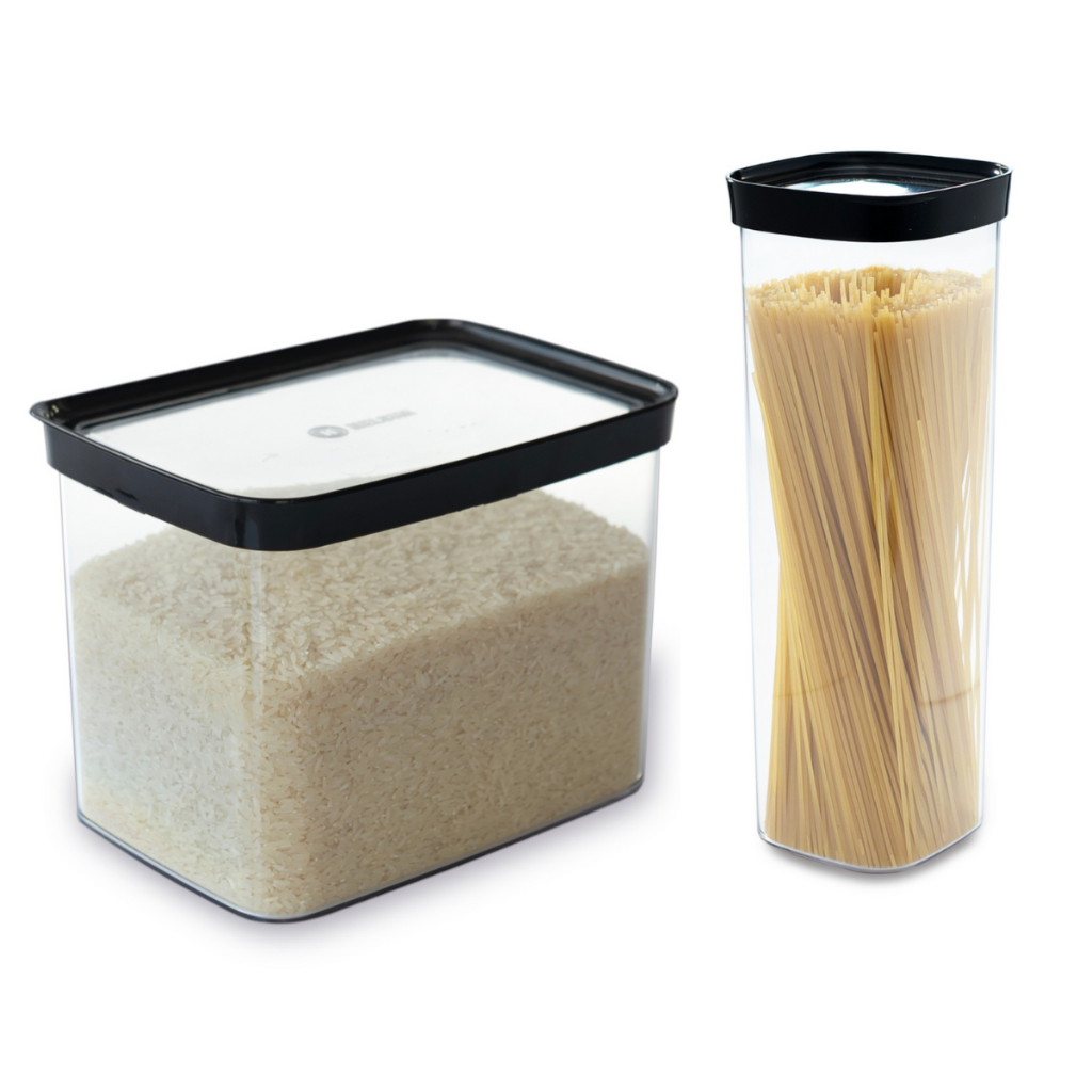 Kit de 2 Potes Herméticos para Arroz e Macarrão Espaguete - 4000ml e 2000ml