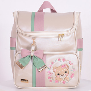 Mini Mochila Maternidade Leoa Champanhe/Rosê/Verde - 01 Peça