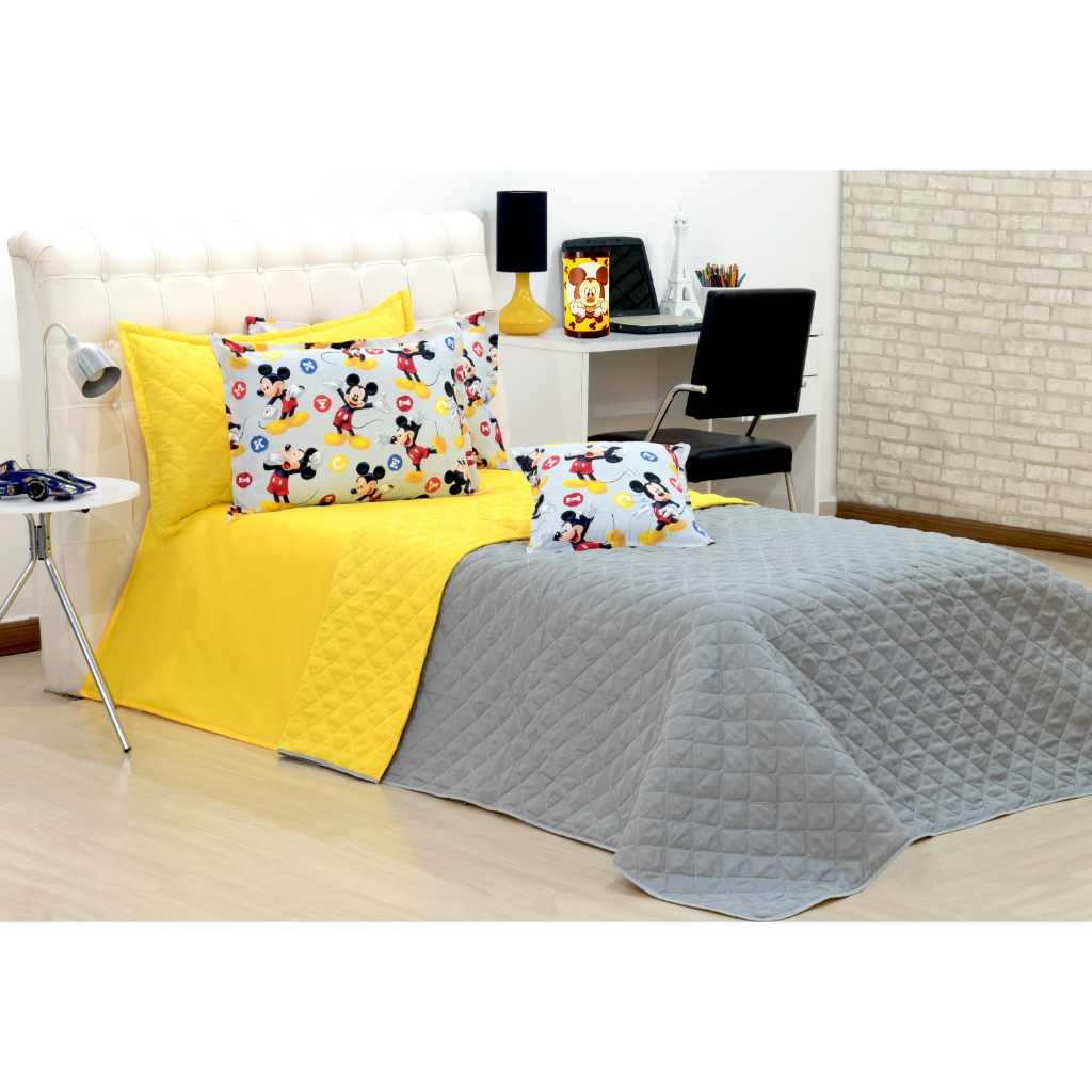 Cobre Leito Solteiro Infantil Dupla Face 3 Peças para Quarto Meninos/ Meninas Personagem