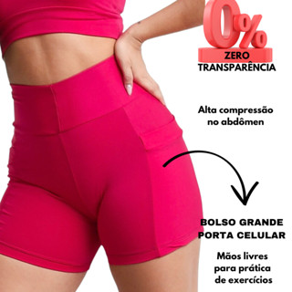 Short ciclista Fitness com bolso Feminino Suplex premium