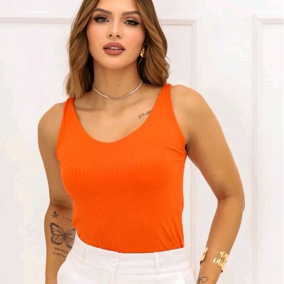 Blusa Regata Feminina Blusinha Regatinha Basica Canelado Viscose Cores Variadas
