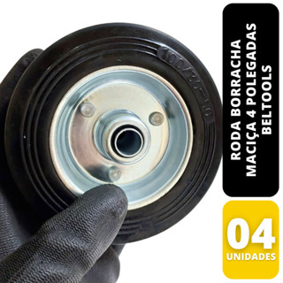 4 Rodas Borracha Maciça 4" - 100mm Rolamento Rolete Beltools