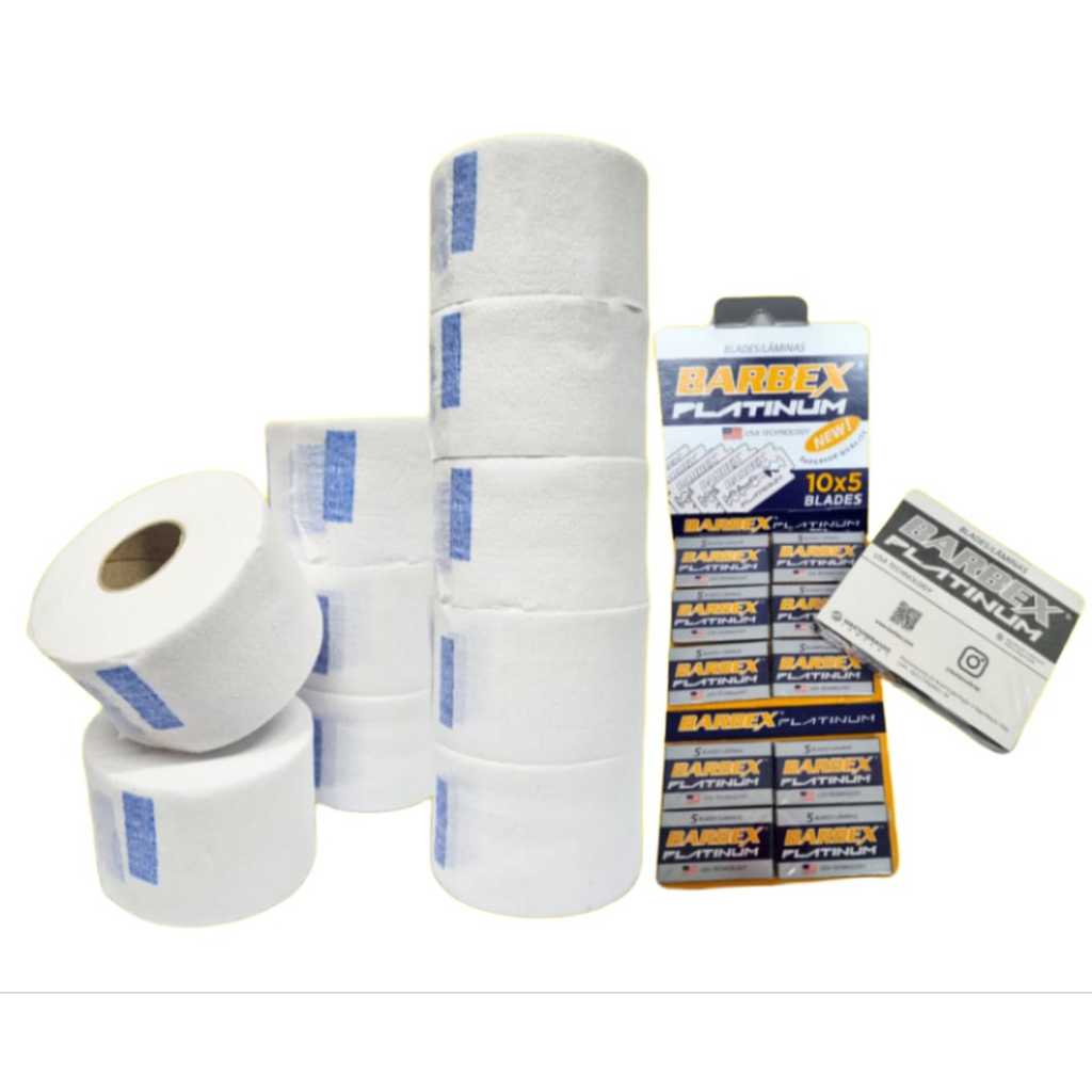 kit 2 pacote de gola higienica e lamina barbex