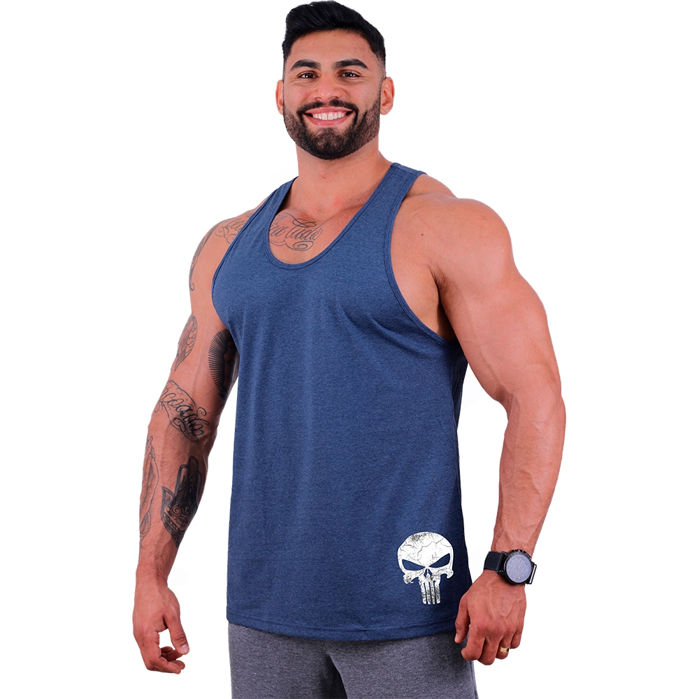 Regata Cavada Masculina MXD Conceito Estampa Lateral Caveira Vingadora Estampa Exclusiva