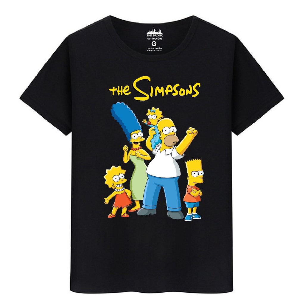 Camiseta Masculina Algodão Tradicional, Adulto, Infantil e Plus Size, Os Simpsons