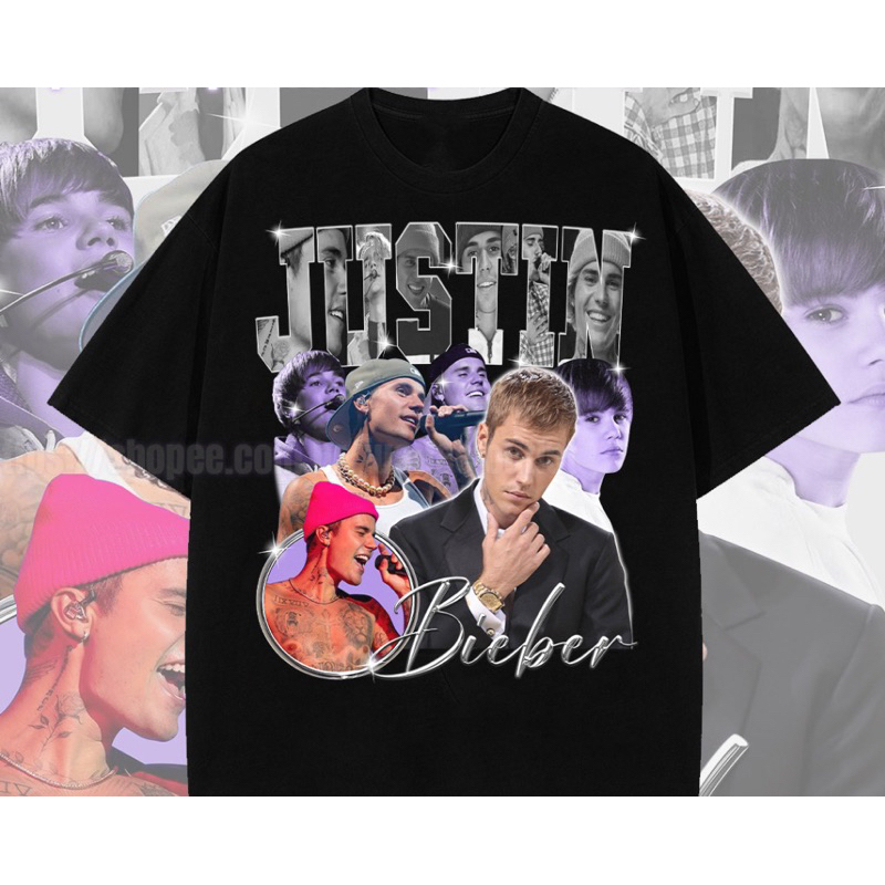 Camiseta T-shirt Unissex Algodão Justin Bieber belieber 90's Vintage em Oferta na Shopee